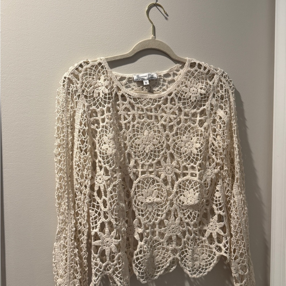 Elegant Cream Crochet Women Top